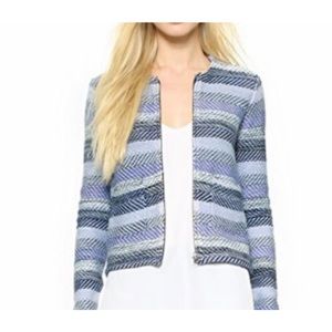 Joie Blue/White Striped Jocelyn B Collarless Blazer/Jacket